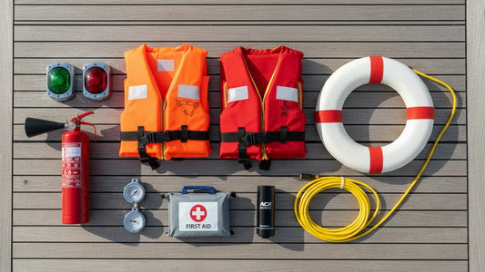 Marine safety equipment checklist including required boating safety gear