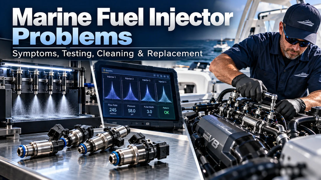 Marine fuel injector flow testing, cleaning and high-performance engine diagnostics