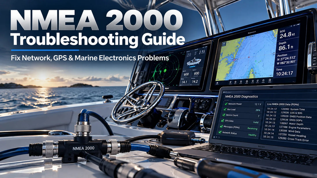 NMEA 2000 marine electronics network troubleshooting at a modern boat helm