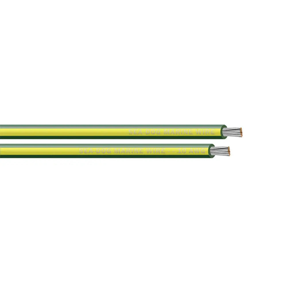 1000’ Green Yellow Stripe 10 AWG Sea-Dog Primary Wire - Wire