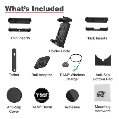 Ram Mount RAM Quick-Grip Pro XL w/Ball  Qi2 15W Wireless Charger [RAM-HOL-PD7B-W2MU]