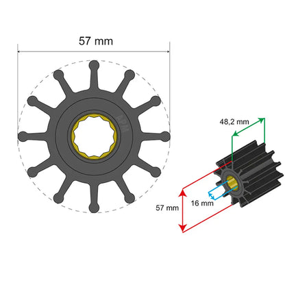 Albin Group Premium Impeller Kit 57 x 16 x 48.2mm - 12 Blade - Spline Insert [06-01-014] - Impellers