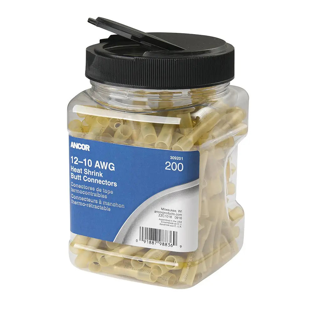 Ancor 12-10 AWG Heat Shrink Butt Connector - 200-Pieces - Jar [309201] - Terminals