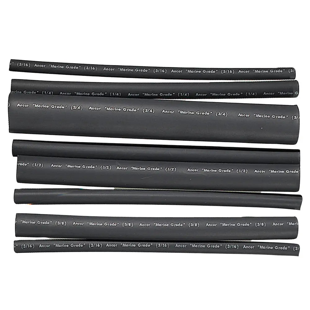 Ancor Adhesive Lined Heat Shrink Tubing - Assorted 8-Pack 6’’ 20-2/0 AWG Black [301506] - Wire Management
