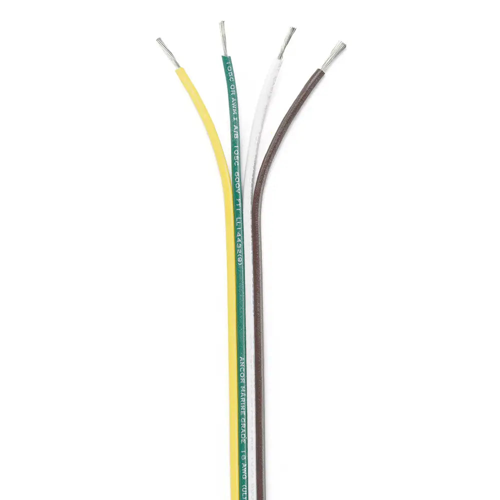 Ancor Ribbon Bonded Cable - 16/4 AWG - Brown/Green/White/Yellow - Flat - 100’ [154510] - Wire