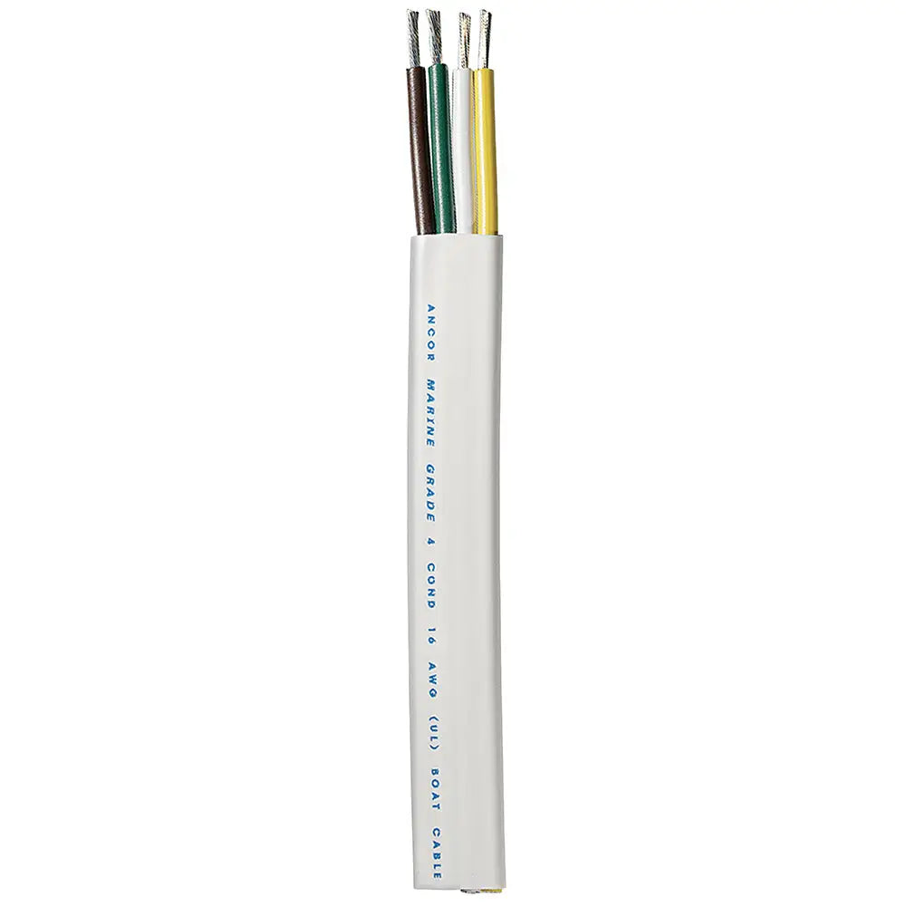 Ancor Trailer Cable - 16/4 AWG - Yellow/White/Green/Brown - Flat - 300’ [154030] - Wire
