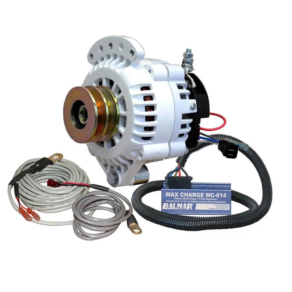 Balmar Alternator 100 AMP Kit 12V 1-2’’ Single Foot Spindle Mount Dual Vee Pulley Regulator Temp Sensor