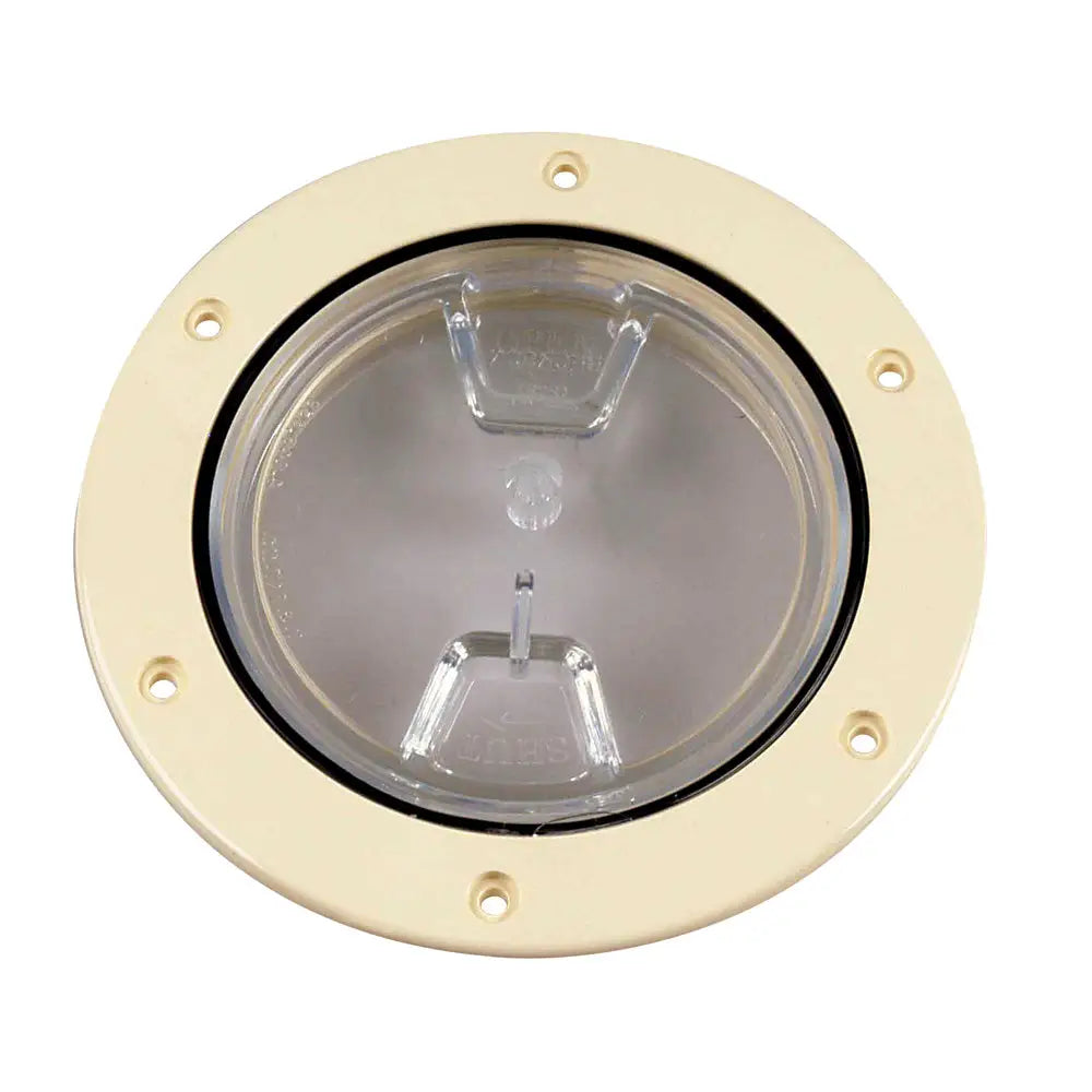 Beige Beckson 4’’ Screw-Out Deck Plate Clear Center - Deck Plates
