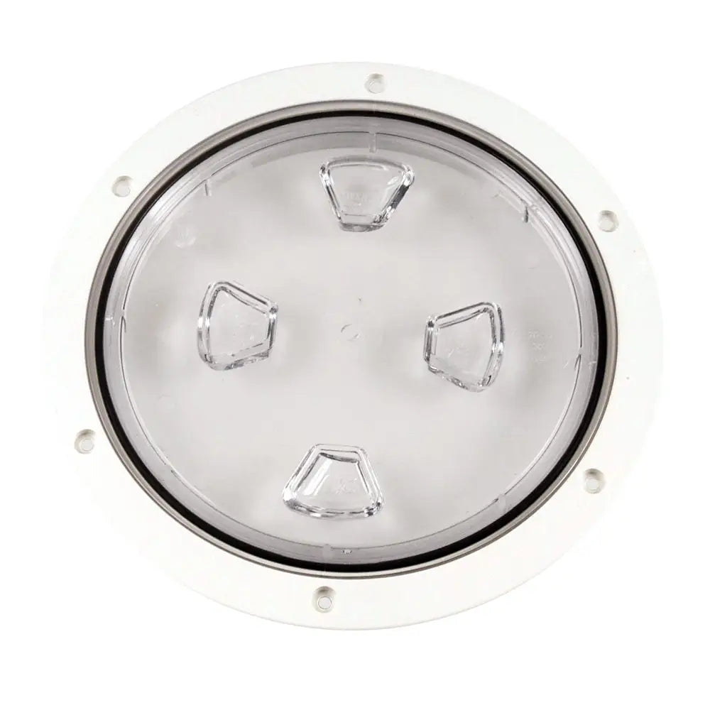 Beckson 8’’ Clear Center Screw-Out Deck Plate - White [DP80-W-C] - Deck Plates