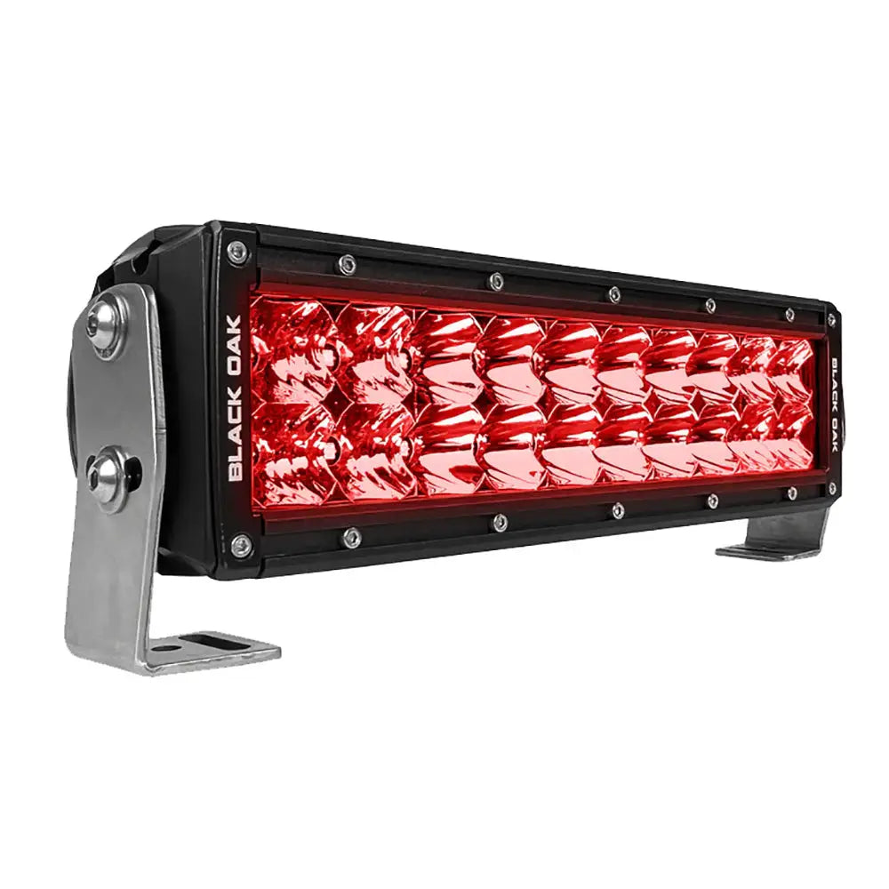 Black Oak 10’’ Red LED Predator Hunting Light Bar - Combo Optics - Black Housing - Pro Series 3.0 [10R-D3OS] - Light