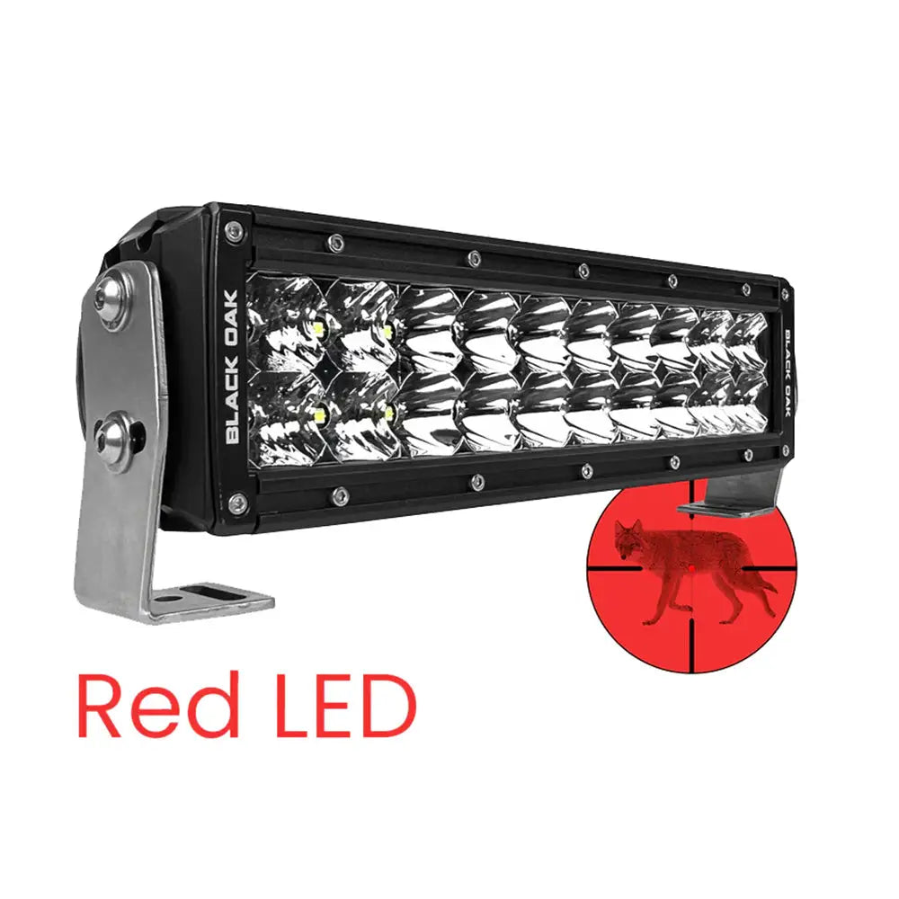 Black Oak 10’’ Red LED Predator Hunting Light Bar - Combo Optics - Black Housing - Pro Series 3.0 [10R-D3OS] - Light