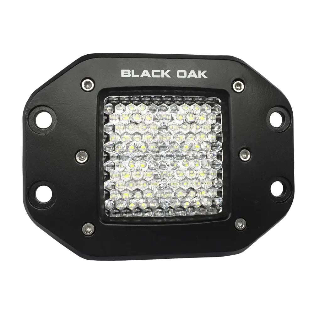 Black Oak 2’’ Flush Mount LED Pod Light - Flood Optics - Black Housing - Pro Series 3.0 [2F-FPOD10CR] - Flood/Spreader