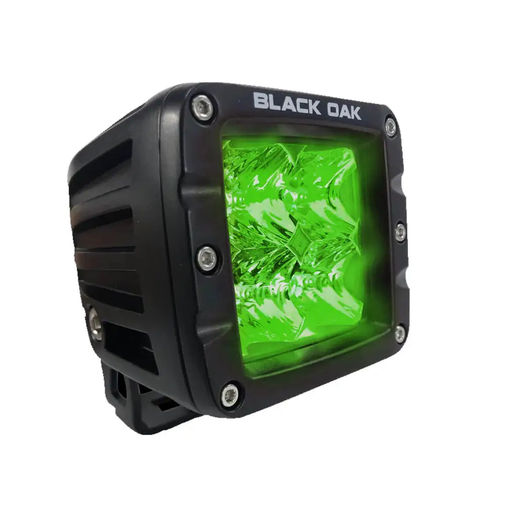 Black Oak 2’’ Green LED Hog Hunting Pod Light - Flood Optics - Black Housing - Pro Series 3.0 [2G-POD3OS] - Pods & Cubes