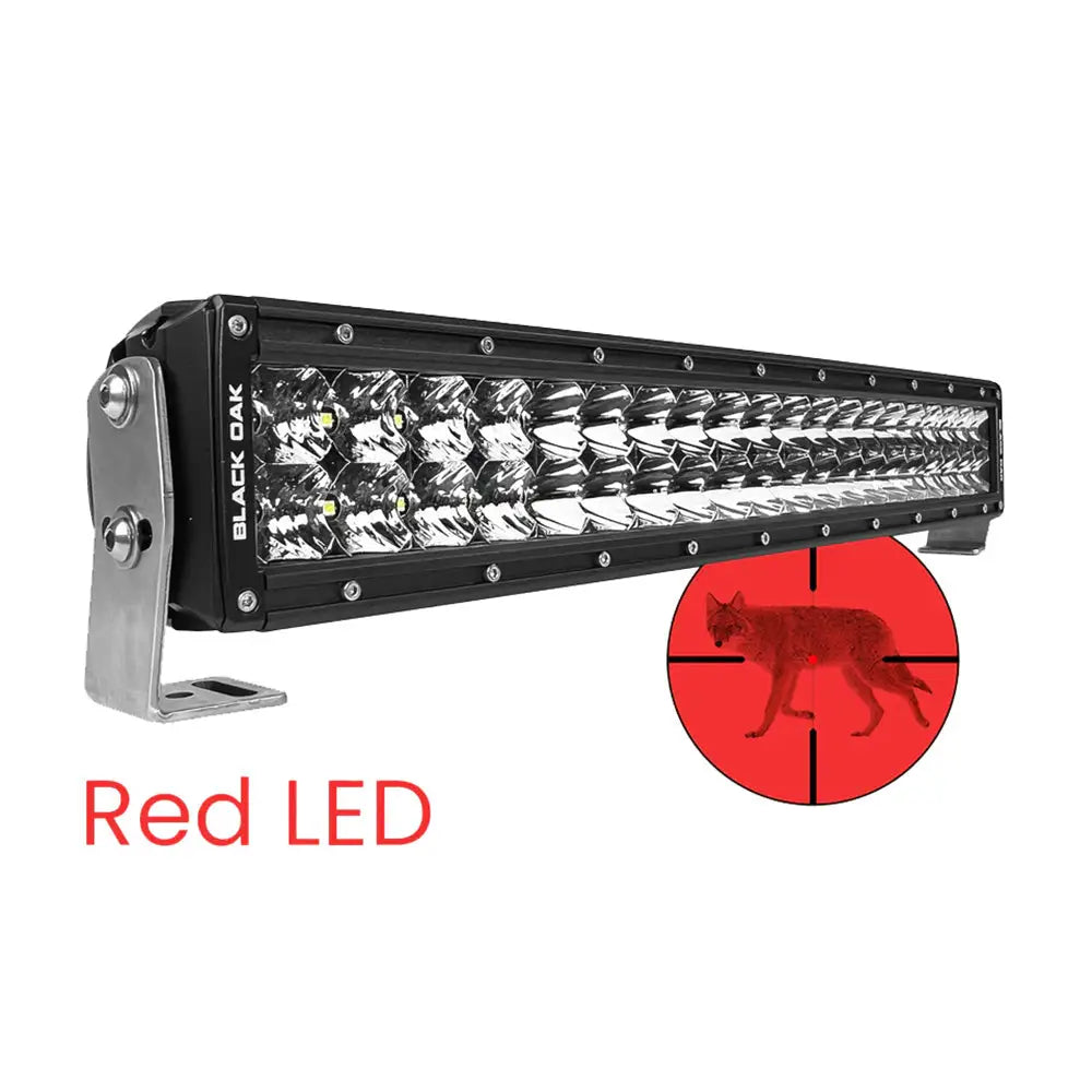 Black Oak 20’’ Curved Double Row Red LED Predator Hunting Light Bar - Combo Optics - Black Housing - Pro Series 3.0