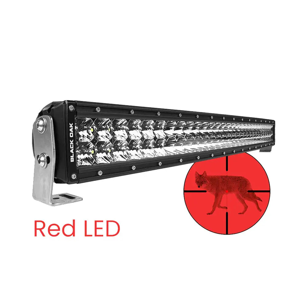 Black Oak 30’’ Curved Double Row Red LED Predator Hunting Light Bar - Combo Optics - Black Housing - Pro Series 3.0