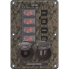 Blue Sea 4324 Circuit Breaker Switch Panel 4 Postion - Camo w/12V Socket Dual USB [4324] - Electrical Panels