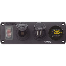 Blue Sea 4366 Water Resistant USB Accessory Panel - Circuit Breaker 12V Socket Dual USB Charger Mini Voltmeter [4366]