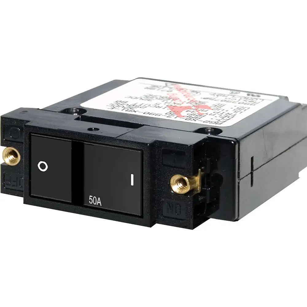 Blue Sea 7408 Single Pole Small Case 2’’ Flat Rocker Circuit Breaker - 50 Amp [7408] - Circuit Breakers