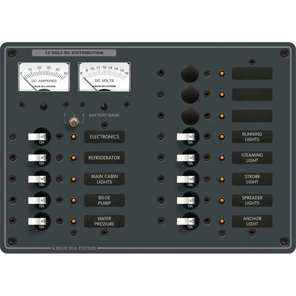Blue Sea 8068 DC 13 Position Toggle Branch Circuit Breaker Panel - White Switches [8068] - Electrical Panels