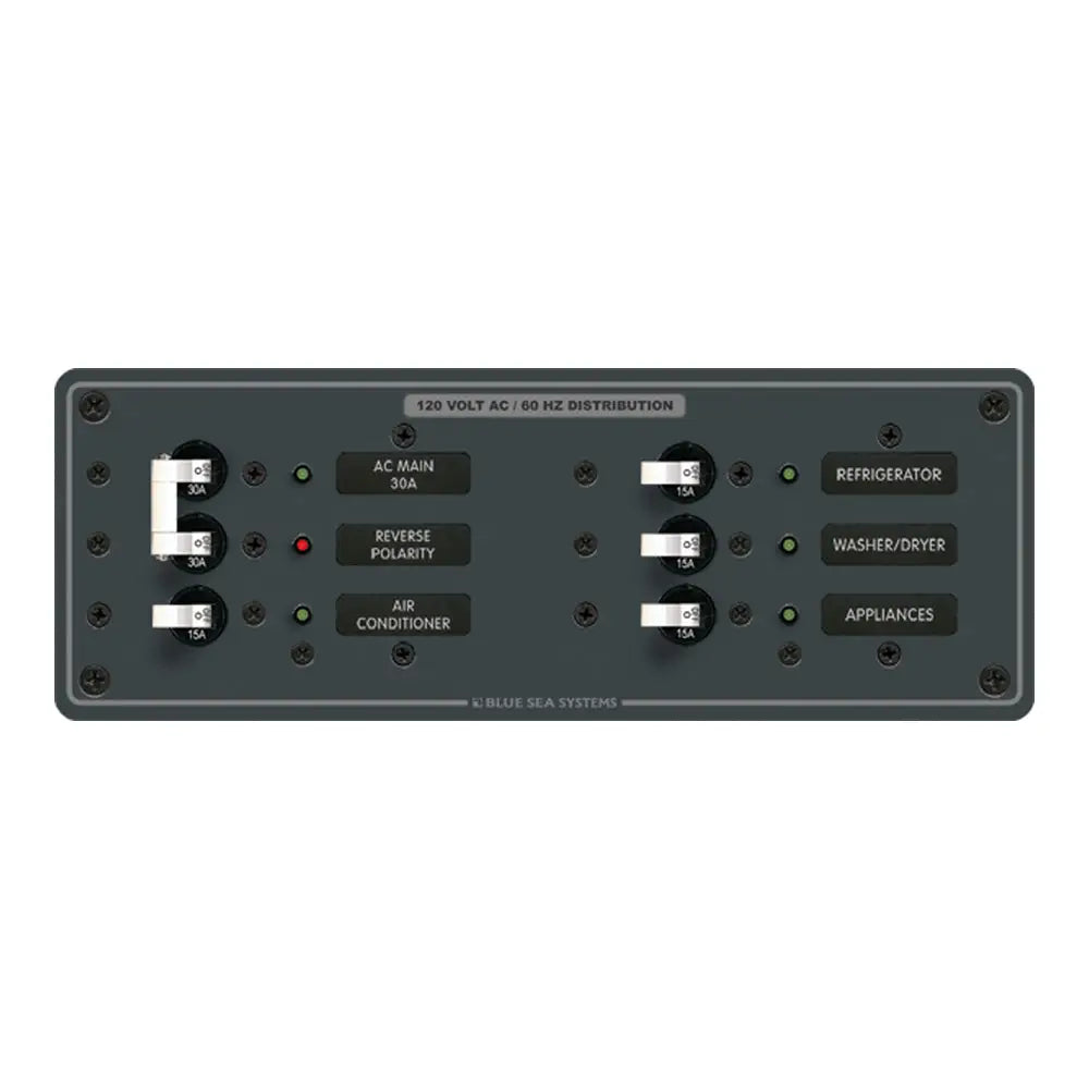 Blue Sea 8099 AC Main + 4 Positions Toggle Circuit Breaker Panel (White Switches) [8099] - Electrical Panels