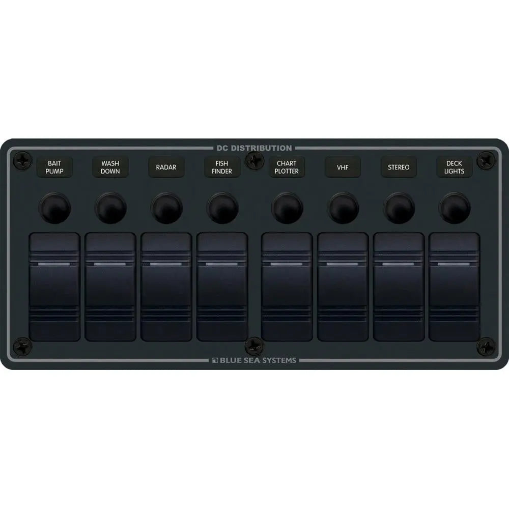Blue Sea 8371 Water Resistant Panel - 8 Position - Black - Horizontal Mount [8371] - Electrical Panels