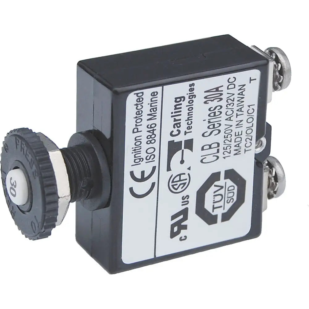 Blue Sea Push Button Reset Only Screw Terminal Circuit Breaker - 30 Amps [2136] - Circuit Breakers