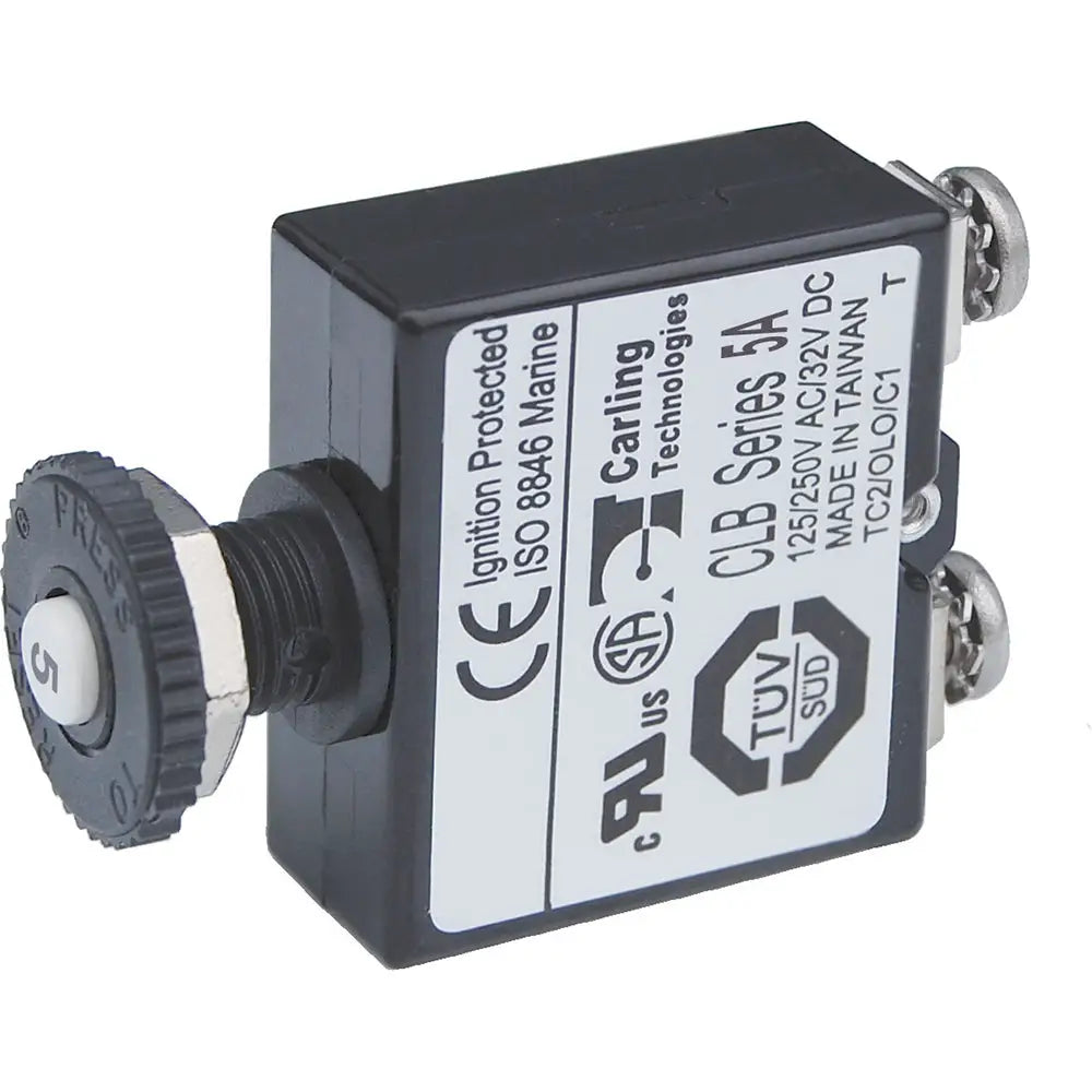 Blue Sea Push Button Reset Only Screw Terminal Circuit Breaker - 5 Amps [2130] - Circuit Breakers
