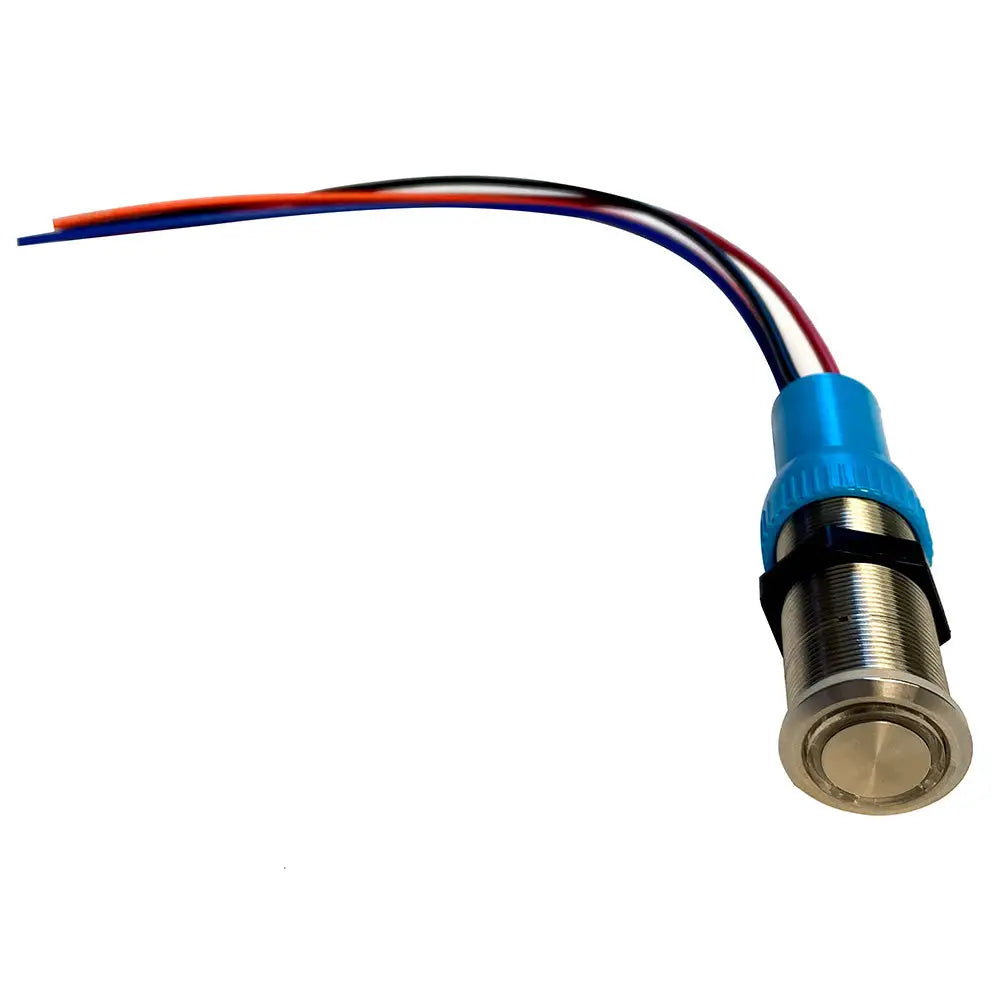 Bluewater 22mm Push Button Switch - Off/On Contact - Blue/Red LED - 4’ Lead [9059-1113-4] - Switches & Accessories