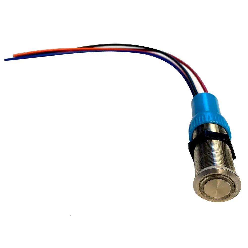 Bluewater 22mm Push Button Switch - Off/(On) Momentary Contact - Blue/Red LED - 1’ Lead [9059-2113-1] - Switches &