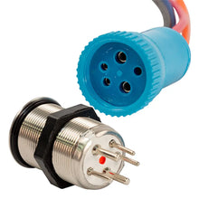 Bluewater 22mm Push Button Switch - OFF/ON/ON Nav/Anc Contact - Blue/Green/Red LED - 4’ Lead [9059-3114-4] - Switches &
