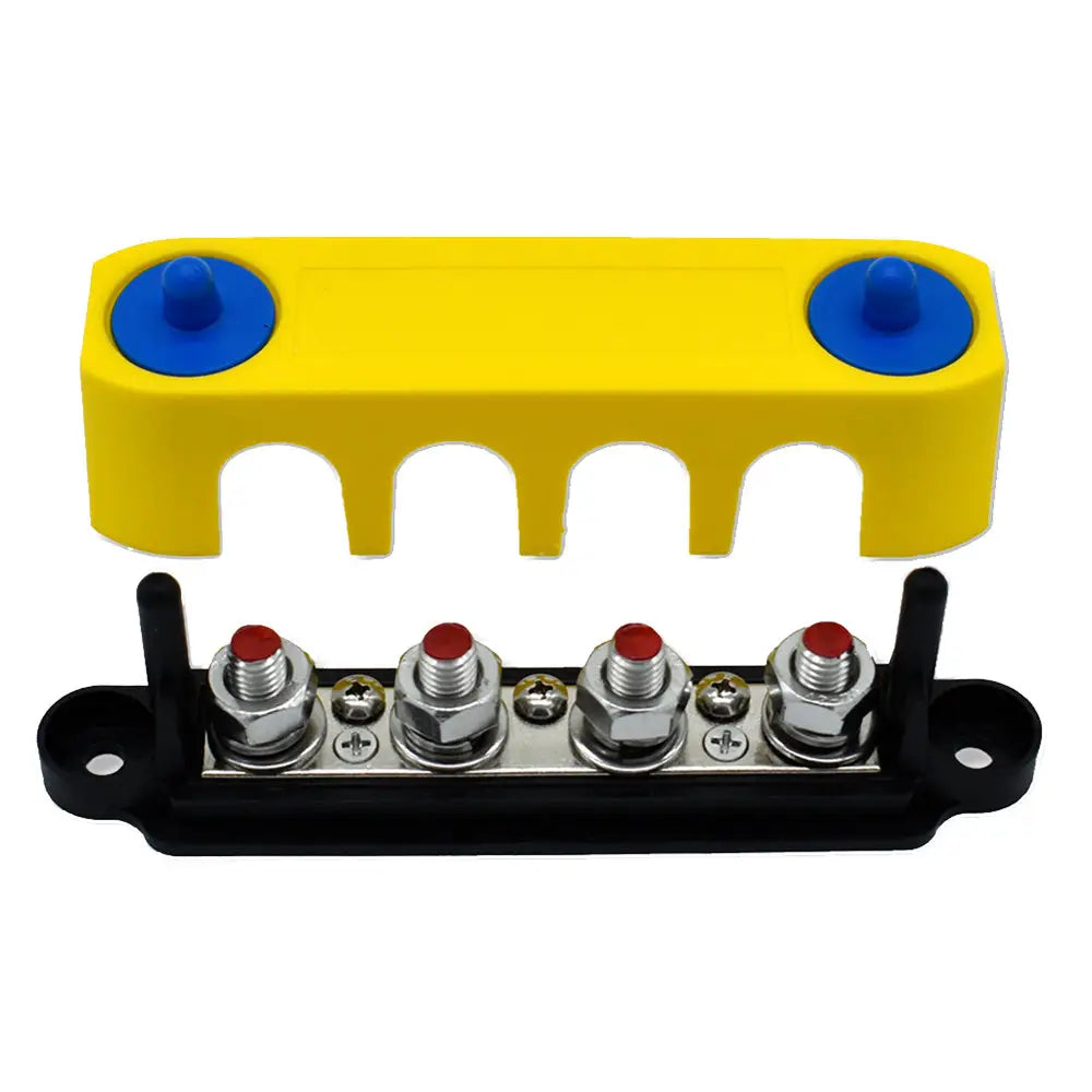 Bluewater Common Stud 4 Gang Positive Terminal Busbar w/Cover [313738-B-023] - Busbars Connectors & Insulators