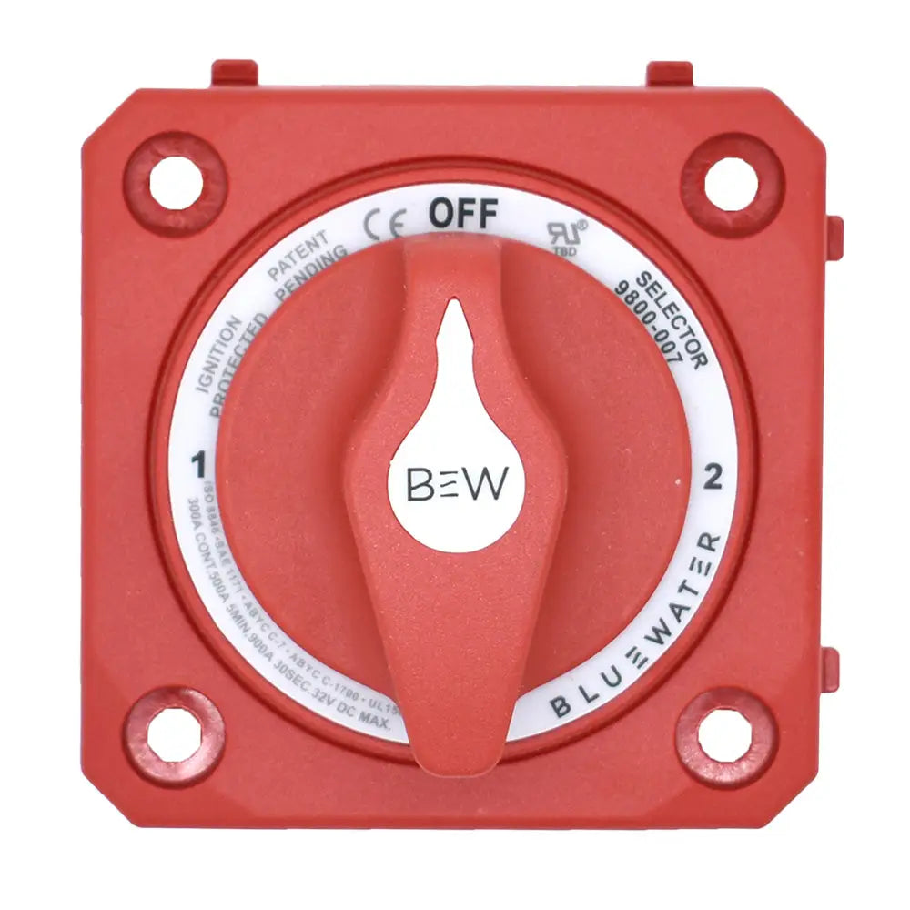Bluewater Off/1/2/Both Battery Switch - Panel Mount - Red [9800-007-10] - Battery Management