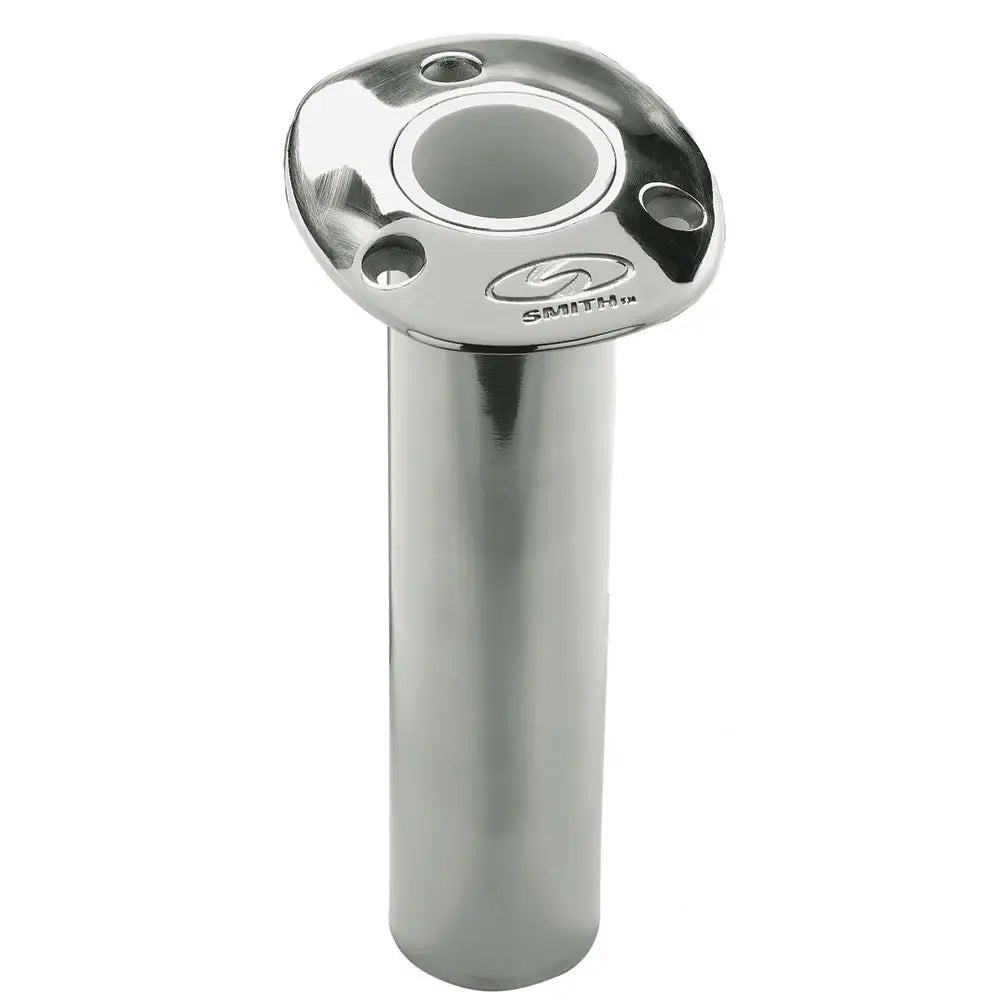 C.E. Smith Flush Mount Rod Holder - Degree 9’’ Depth - Stainless Steel - Cast Bottom - White Vinyl Liner [53670CA]
