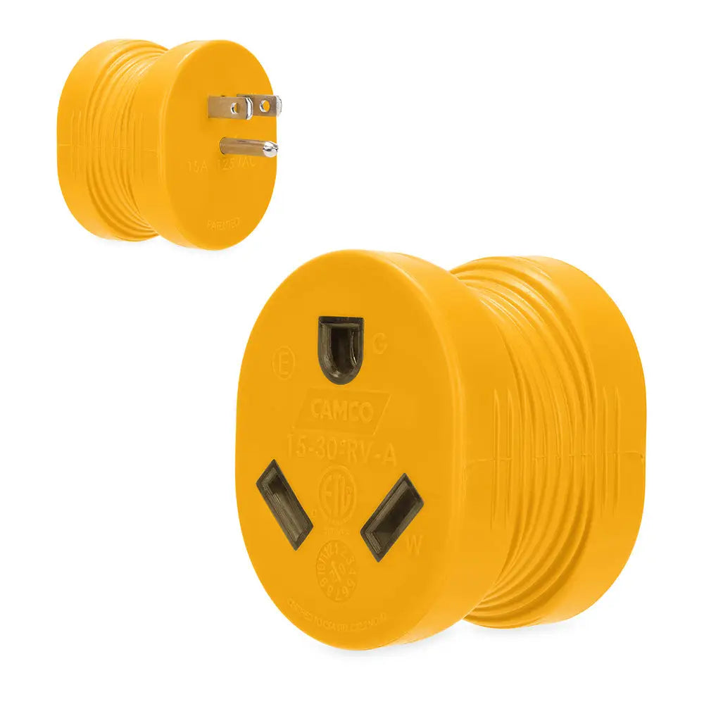Camco Power Grip RV Adapter - 15Amp Male/30Amp Female [55223] - Accessories