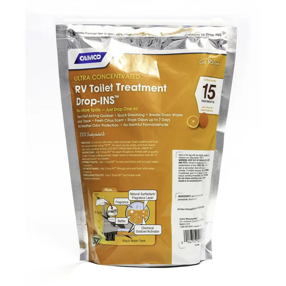 Camco TST Orange RV Toilet Treatment Drop-Ins *15-Pack [41189] - Accessories