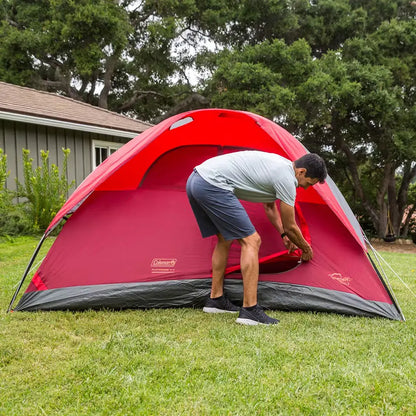 Coleman 6-Person Flatwoods II Lightweight Dome Camping Tent - Red [2207385] - Tents