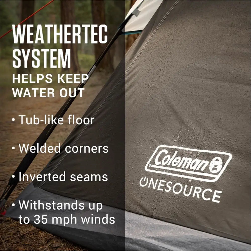 Coleman OneSource Rechargeable 4-Person Camping Dome Tent w/Airflow System LED Lighting [2000035457] - Tents
