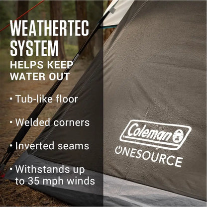 Coleman OneSource Rechargeable 4-Person Camping Dome Tent w/Airflow System LED Lighting [2000035457] - Tents