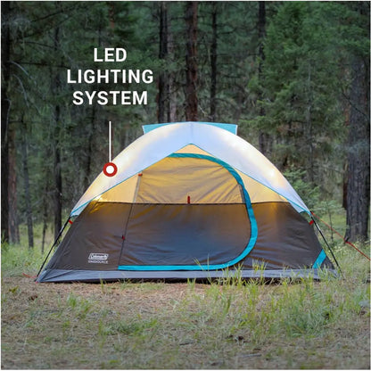 Coleman OneSource Rechargeable 4-Person Camping Dome Tent w/Airflow System LED Lighting [2000035457] - Tents