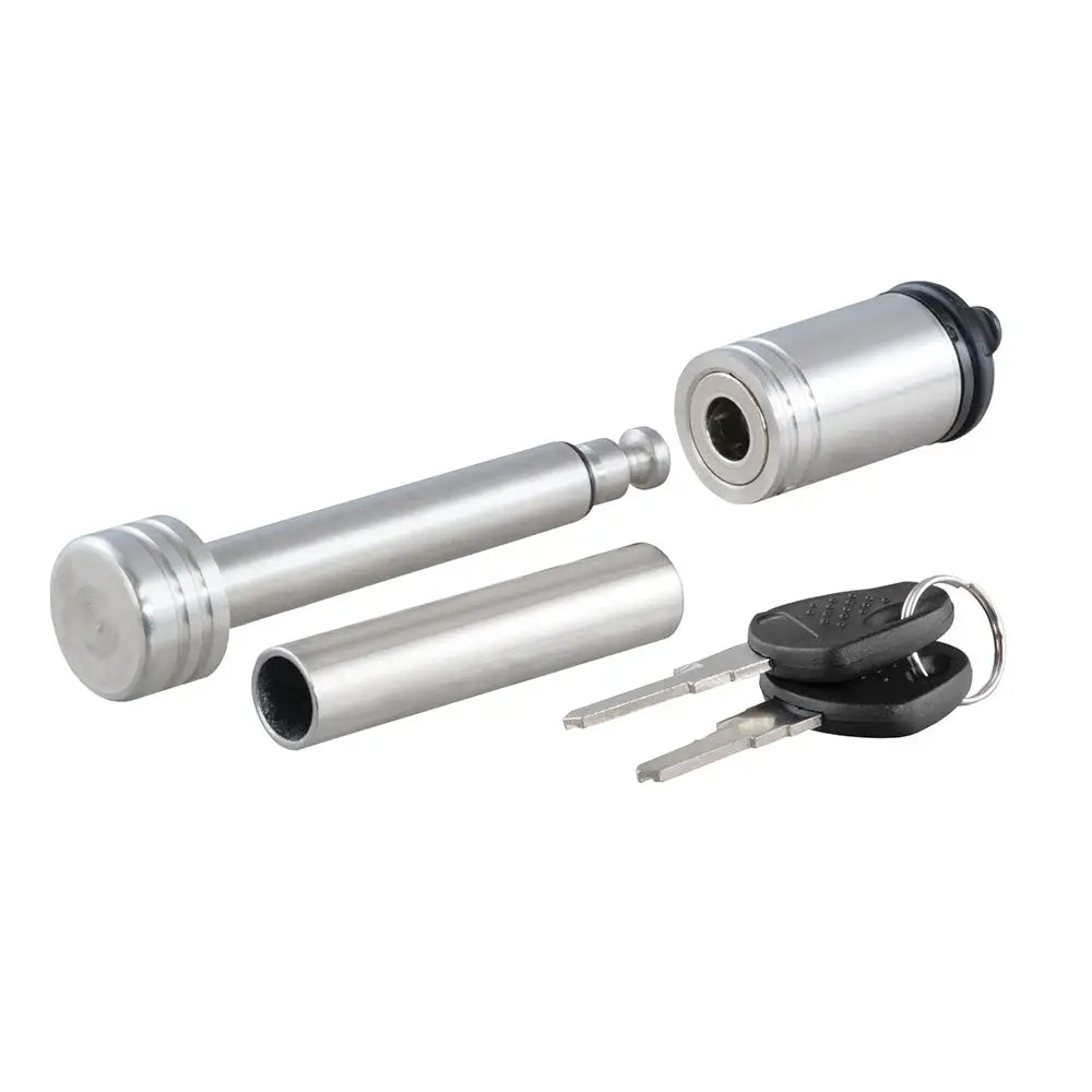 CURT 1/2’’ Hitch Lock w/5/8’’ Adapter - 1-1/4’’ or 2’’ Receiver - Barbell- Stainless Steel [23517] - Hitches &