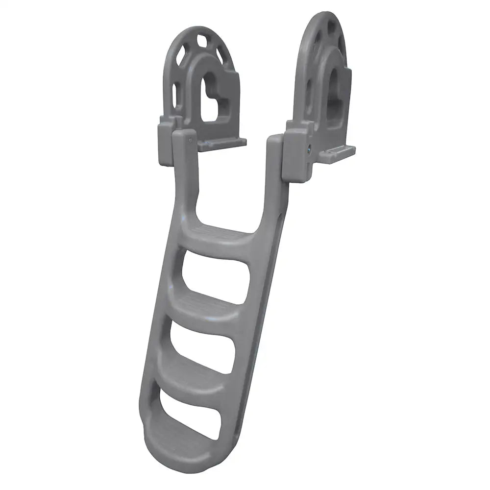 Dock Edge Stand-Off Flip-Up Polyethylene Roto Molded 4-Step Dock Ladder - Grey [2084-F] - Ladders