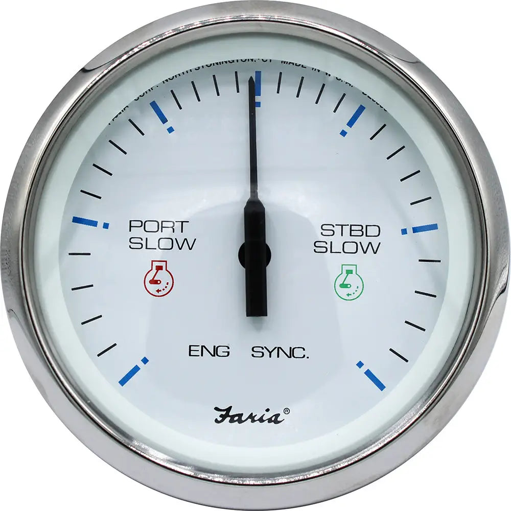 Faria 4’’ Chesapeake SS White Engine Synchronizer - Dual Gas Var Ratio Alt Diesel [33801] - Gauges