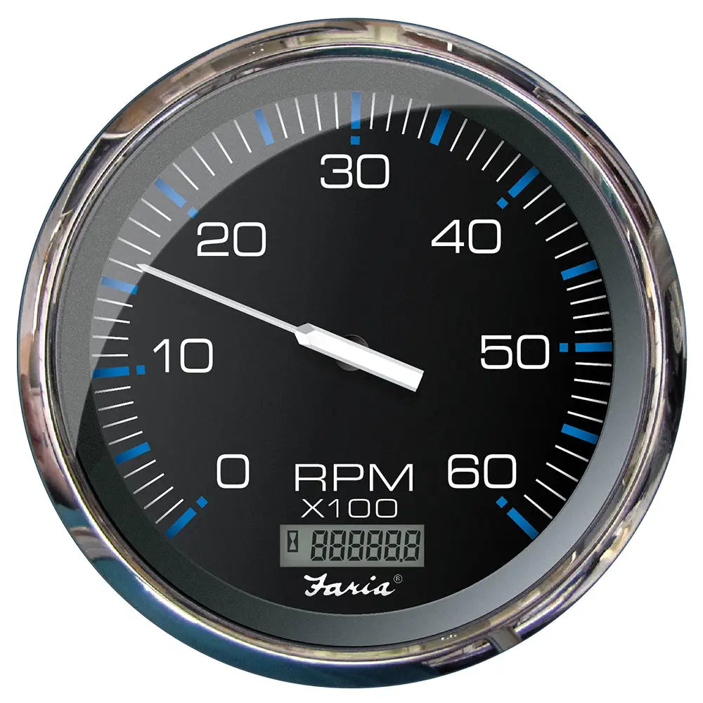 Faria Chesapeake Black 5’’ Tachometer w/Digital Hourmeter - 6000 RPM (Gas) (Inboard) [33763] - Gauges