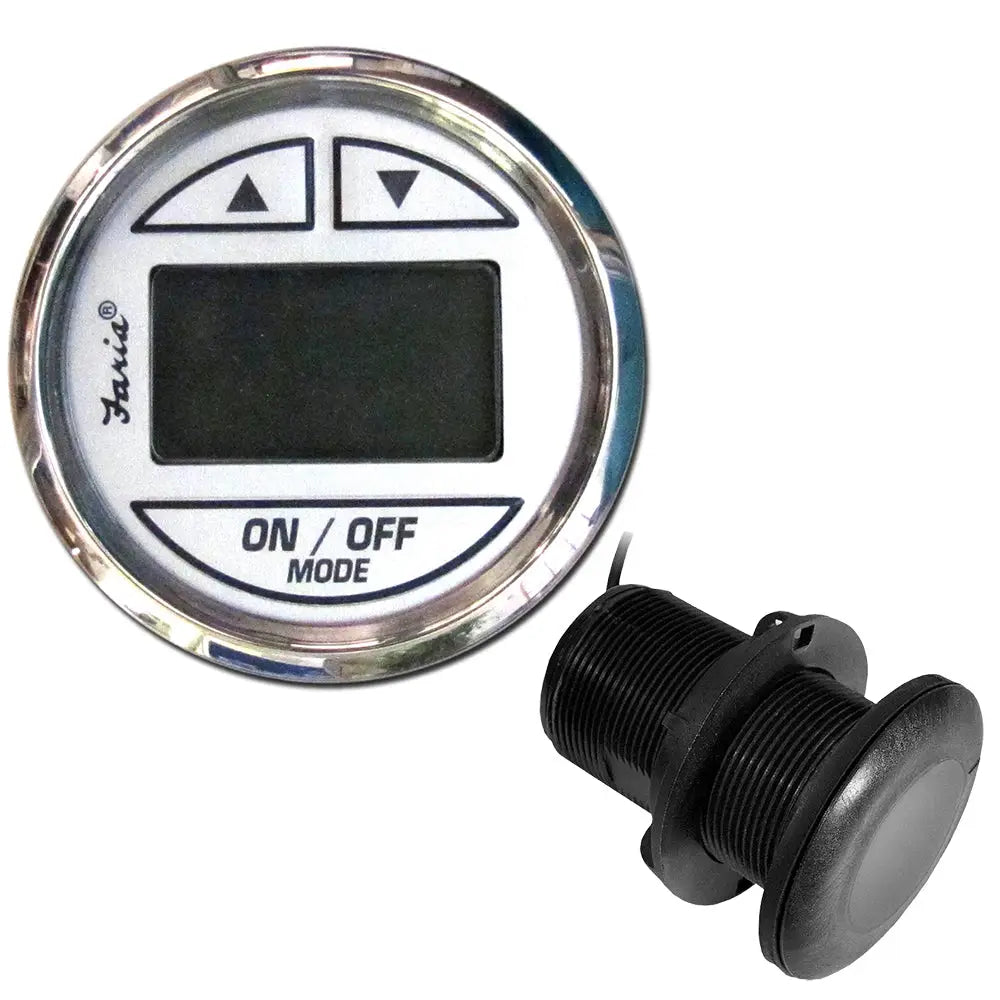 Faria Chesapeake White SS 2’’ Depth Sounder w/Thru-Hull Transducer [13894] - Gauges