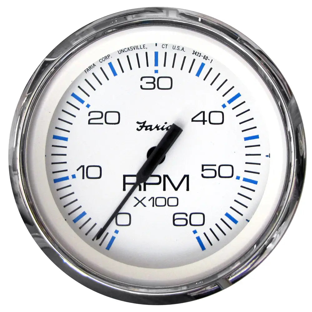 Faria Chesapeake White SS 4’’ Tachometer - 6000 RPM (Gas) (Inboard I/O) [33807] - Gauges