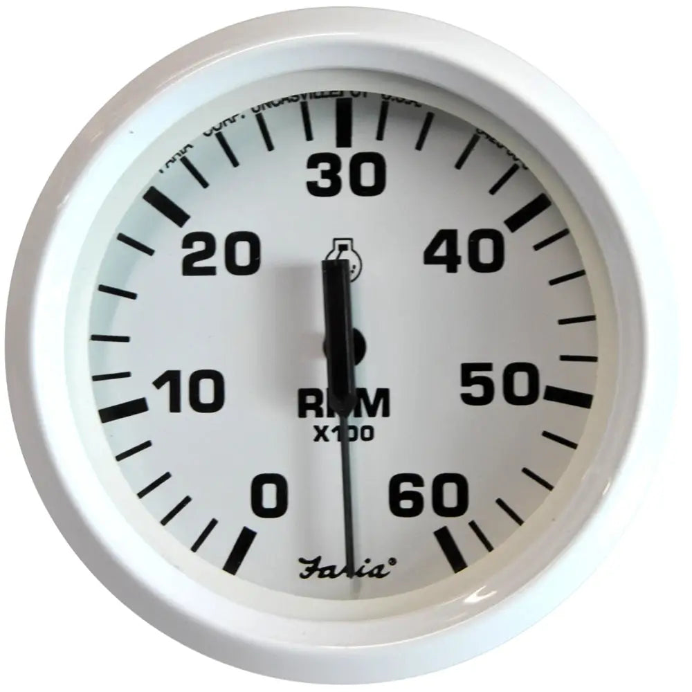 Faria Dress White 4’’ Tachometer - 6000 RPM (Gas) (Inboard I/O) [33103] - Gauges