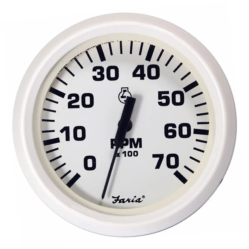 Faria Dress White 4’’ Tachometer - 7000 RPM (Gas) (All Outboards) [33104] - Gauges
