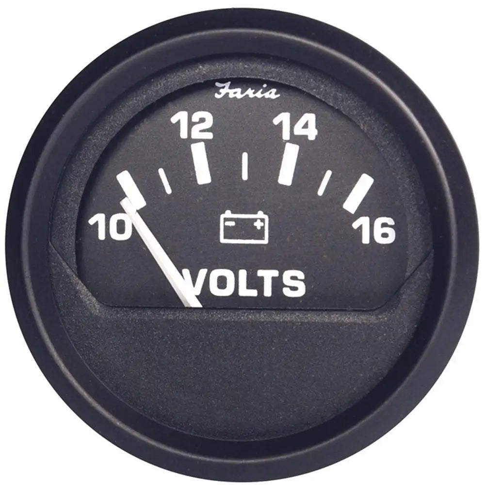 Faria Euro Black 2’’ Voltmeter (10-16 V) [12821] - Gauges