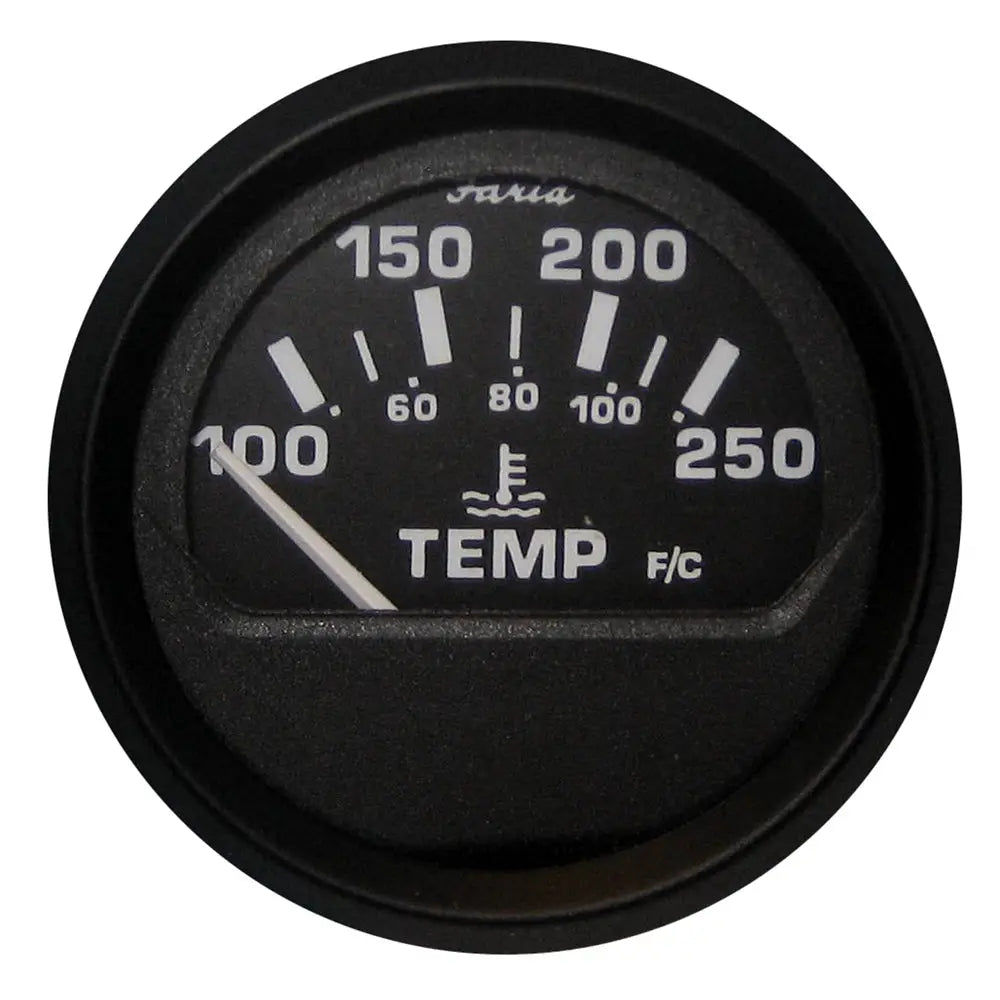 Faria Euro Black 2’’ Water Temperature Gauge (100-250 DegreeF) [12812] - Gauges