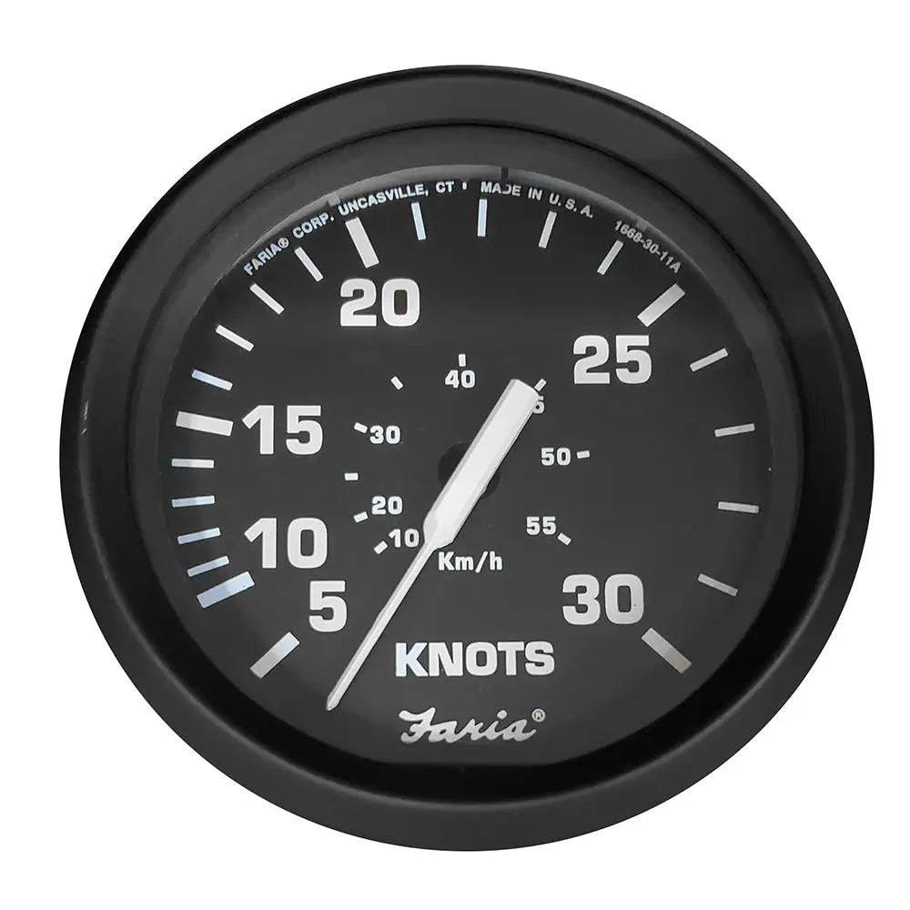 Faria Euro Black 4’’ Speedometer - 30 Knot (Pitot) [32809] - Gauges